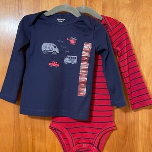 Carter's Red and Navy Striped Bodysuit